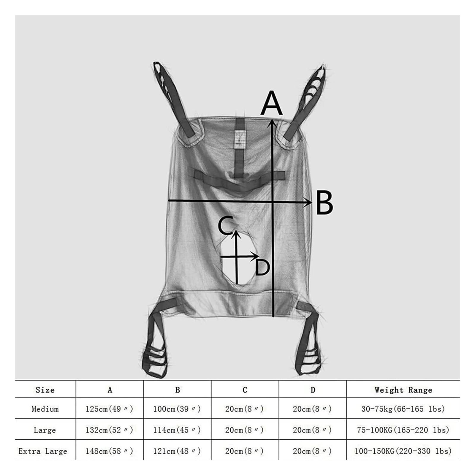 Elevador de pacientes para baño y transferencias, cinturón de apoyo de cuerpo completo con trabillas acolchadas para las piernas y reposacabezas, cinturón de salud ajustable de 4 puntos para ancianos