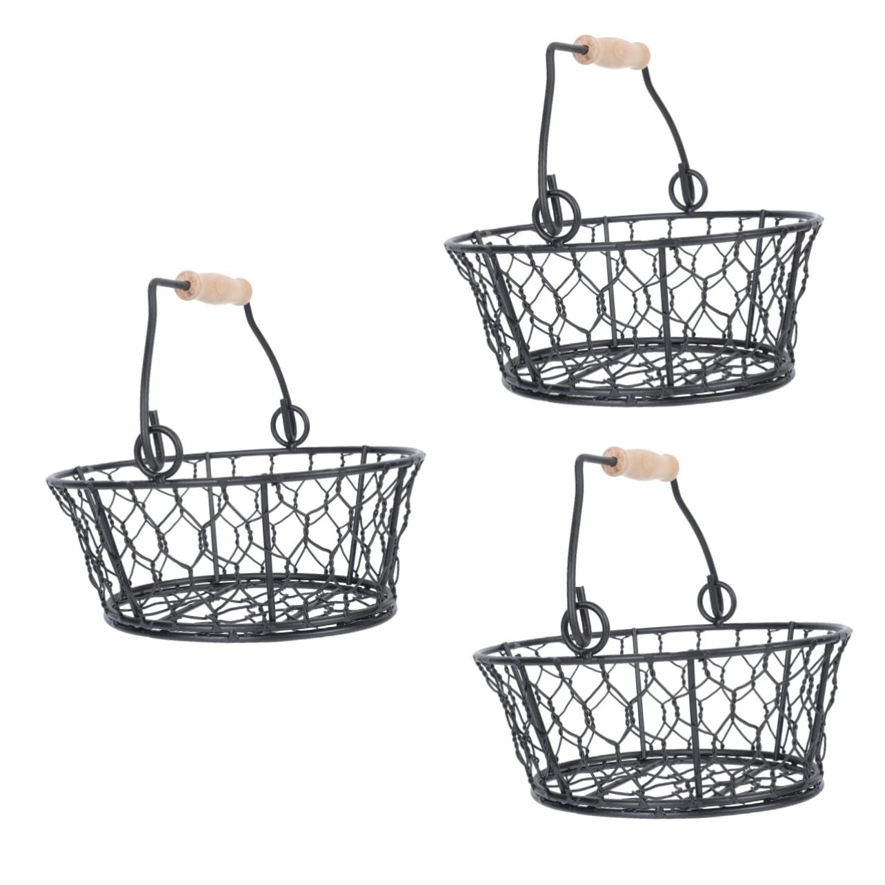 Cabilock 3 Pcs Snack Basket Plastic Flower Pots Mini Plastic Containers Toiletry Containers Gathering Fresh Eggs Basket Wire Egg Basket Kitchen Fruit Storage Basket Iron Basket Snacks Plate