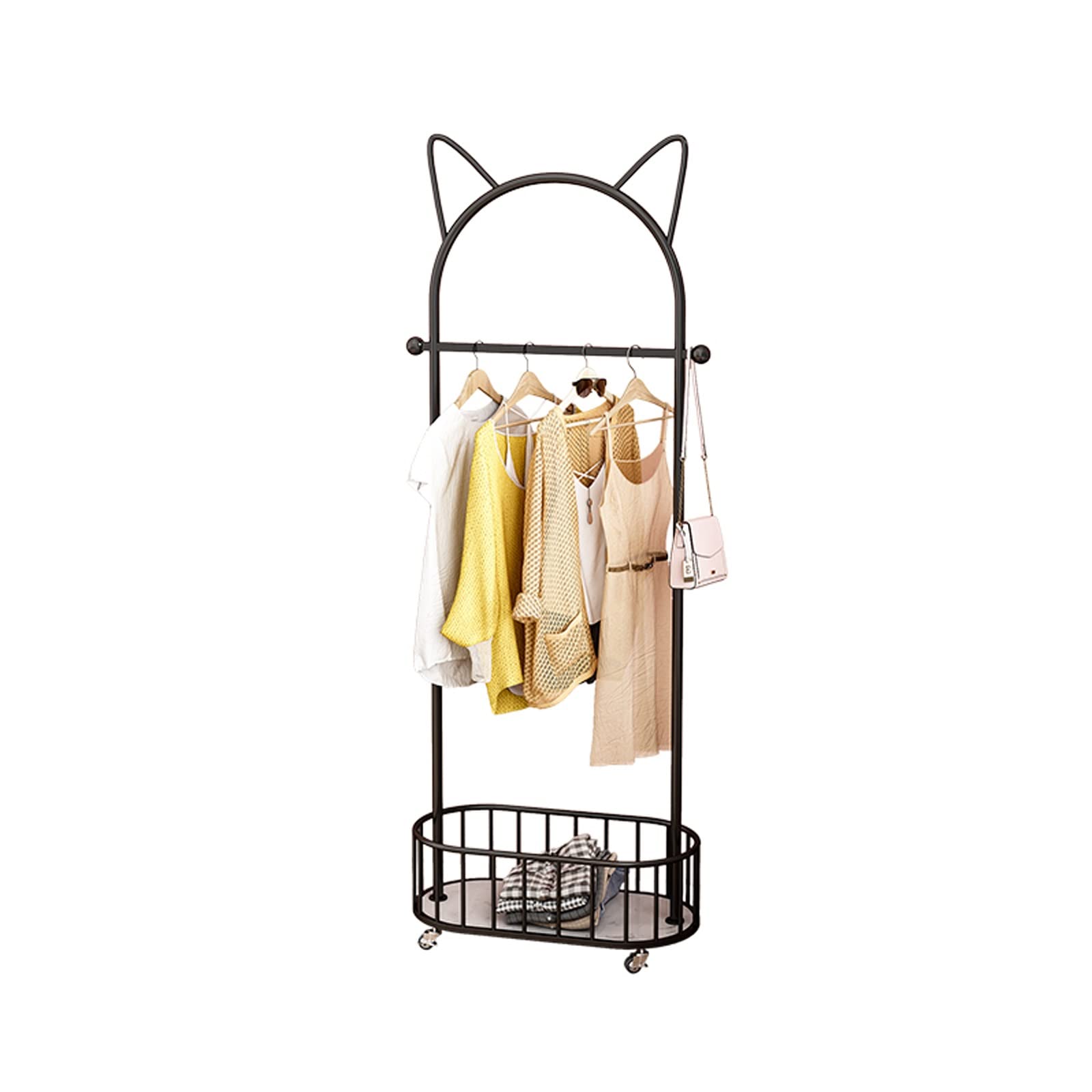 Porte-chapeaux à suspendre noir avec roulettes amovibles pour chambre et salon