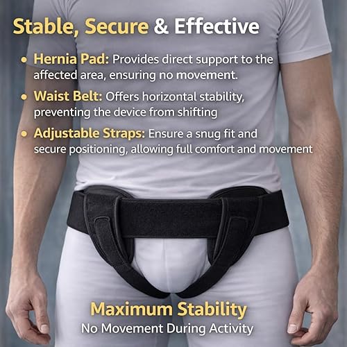 Miniatura 4 de Cinturón de hernia inguinal doble/individual para hombres y mujeres, braguero de hernia inguinal para recuperación del dolor, cinturón de hernia