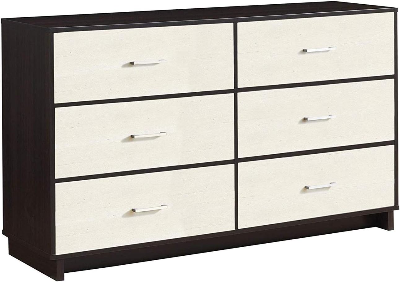 Wood & Style Furniture 6 Drawer Dresser, Espresso/Vintage