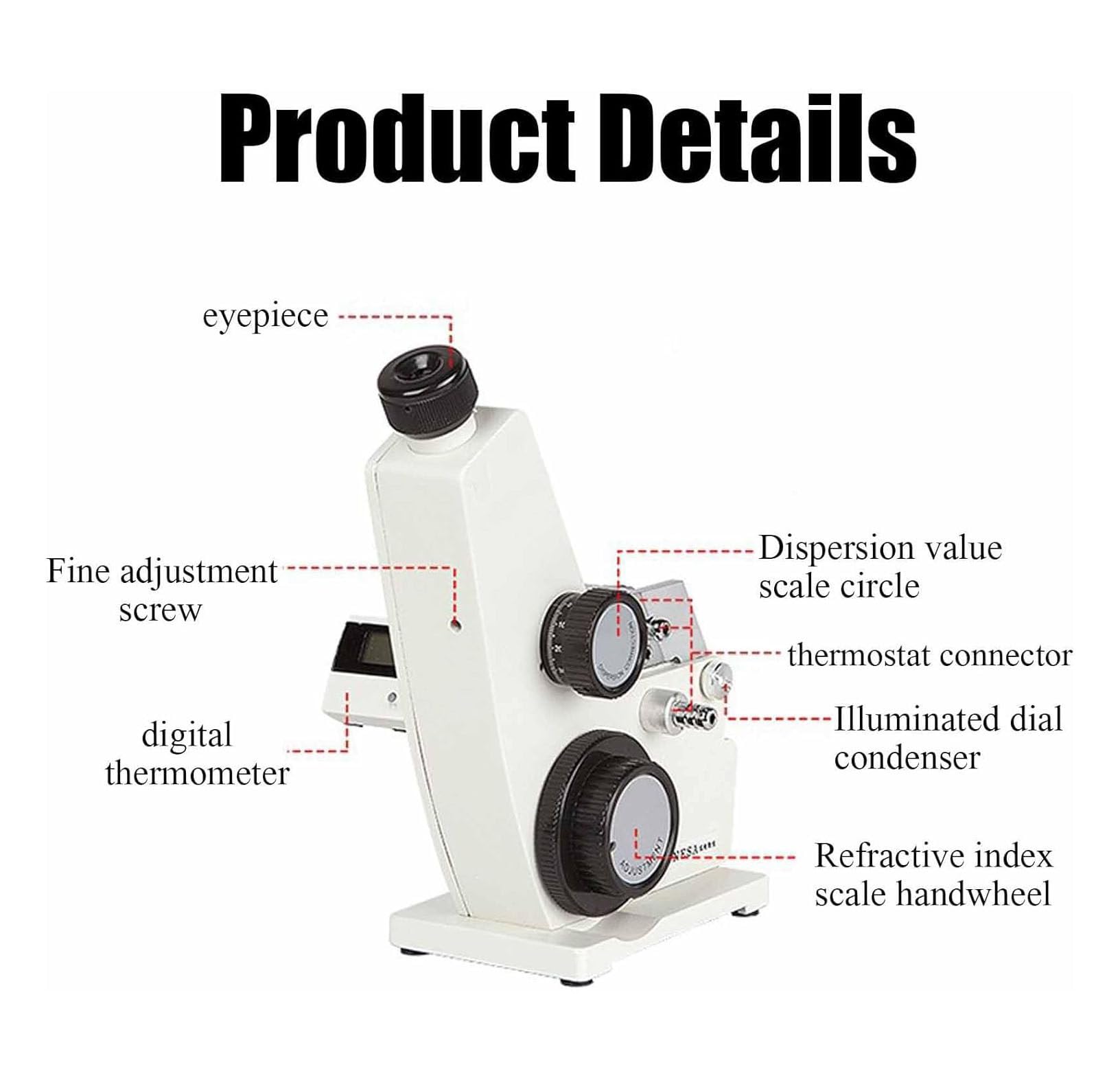 Digitaler Zucker Refraktometer,Abbe-Refraktometer,Digitales monokulares Tischrefraktometer,0–95% Brix-Genauigkeit ±0,0002,für Zucker, Getränke, Mineralöl und Lebensmittel
