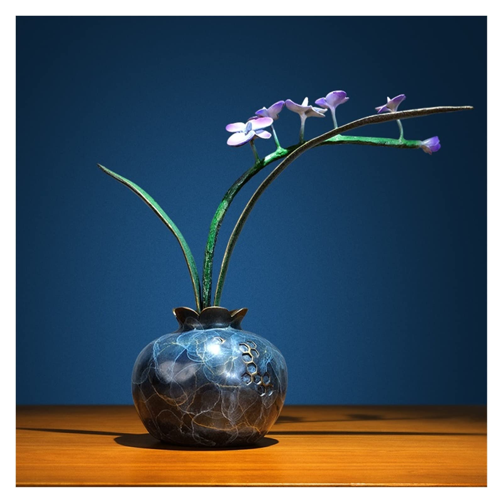 Dekoracje na biurko Mosiężny wazon orchidea Entryway Ornament salon Boccia chiński kwiatowy wyposażenie domu Akcesoria do biurka domowego