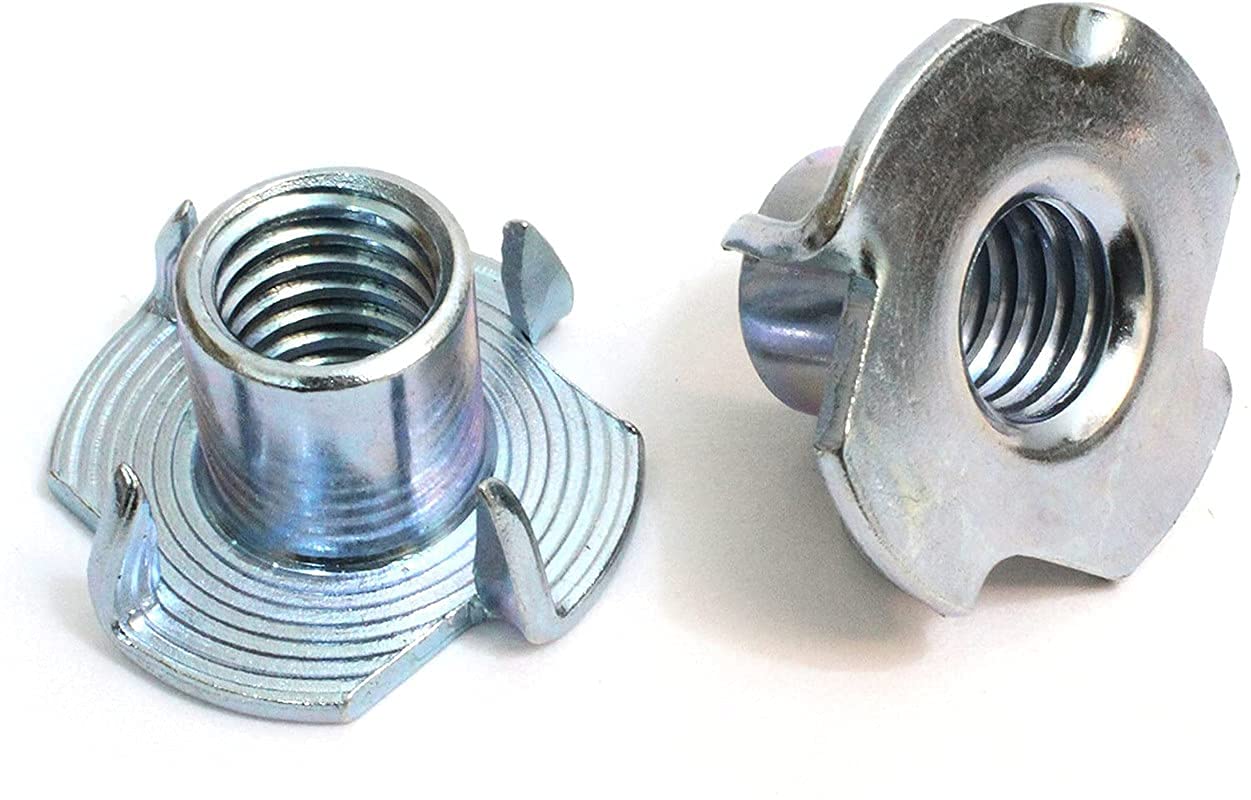 ONESTEP 10mm T Nut 4 Prong Tee Blind Nuts Threaded Insert Clean Threads No Rust Carbon Zinc Plated for Wood Rock Climbing Wall Holds Plywood Furniture Particle Board CNC Router 40 Pack-picture-16