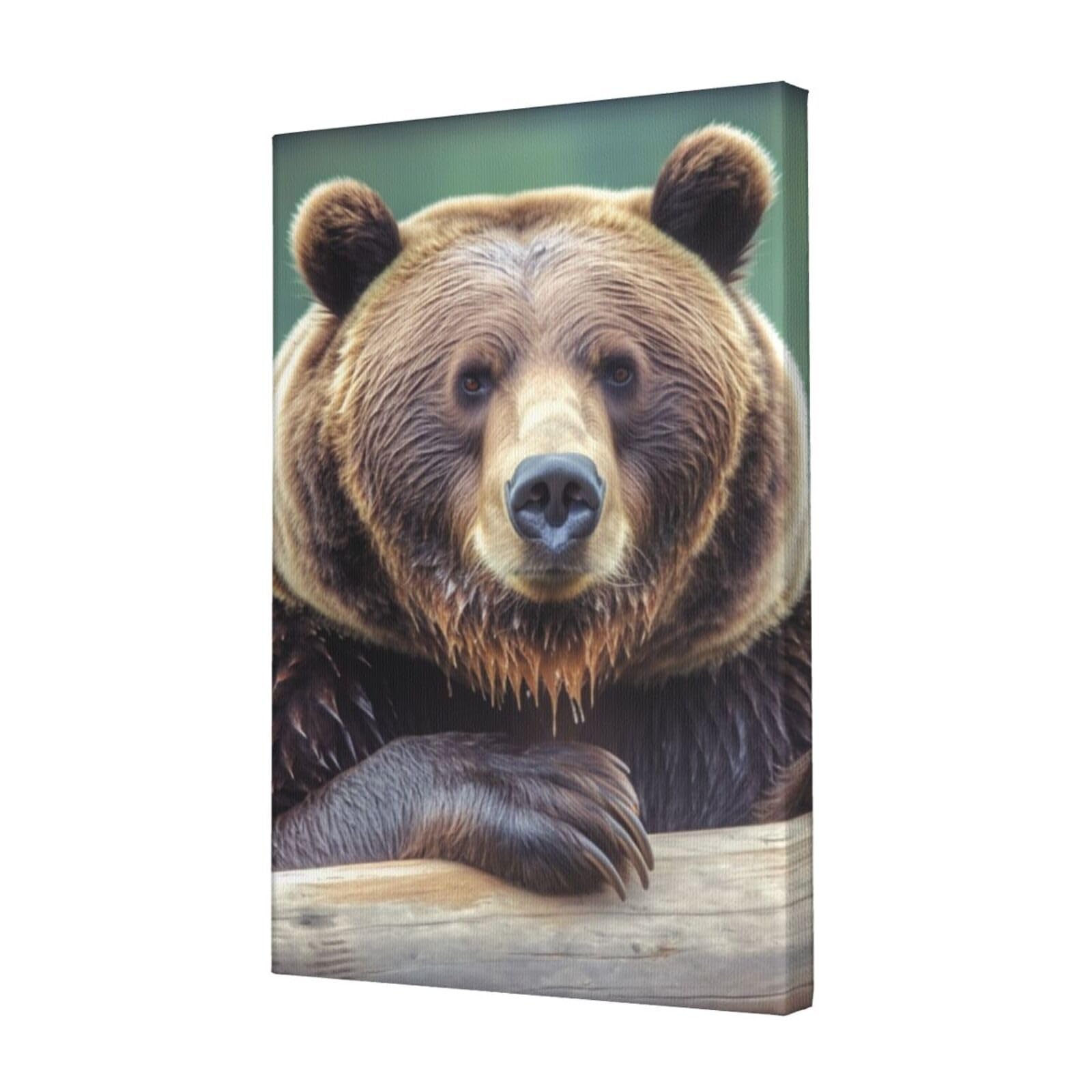 KLOPH Grizzly bear Canvas Wall Art for Living Room 12"x18" Modern Artwork Painting for Bathroom Hanging Canvas Prints Aesthetic Wallart for Bedroom Kitchen Office Wall Decor