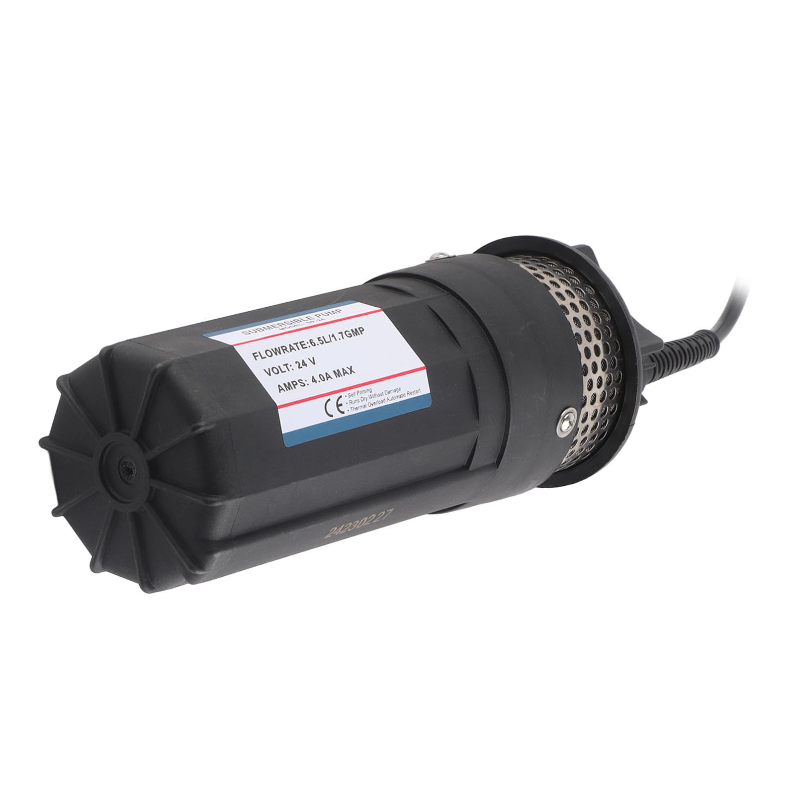 Haofy Bomba Sumergible de Agua de Pozo Profundo, Bomba de Agua Solar de 24 V CC, Bomba de Pozo Sumergible de 230 Pies con Cabezal de 1,7 GPM Alimentado por Batería (Negro)