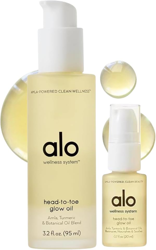 Alo Aceite Glow de Cabeza a Pies + Mini, Nutre la Piel, Cítrico, 3.2 + 0.7 oz