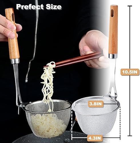 Miniatura 2 de TENTA KITCHEN Colador de fideos de bola de masa de espagueti de malla de acero inoxidable 188 de alta calidad, diámetro de la boca, cesta de 3.8