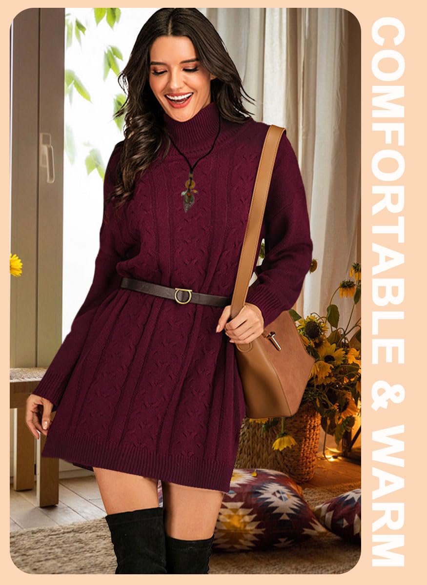 JFAN Vestito Invernale Donna Elegante Collo Alto Abito Lavorato a Maglia Vestiti Maglioni Girocollo Casual Trapezio Abito
