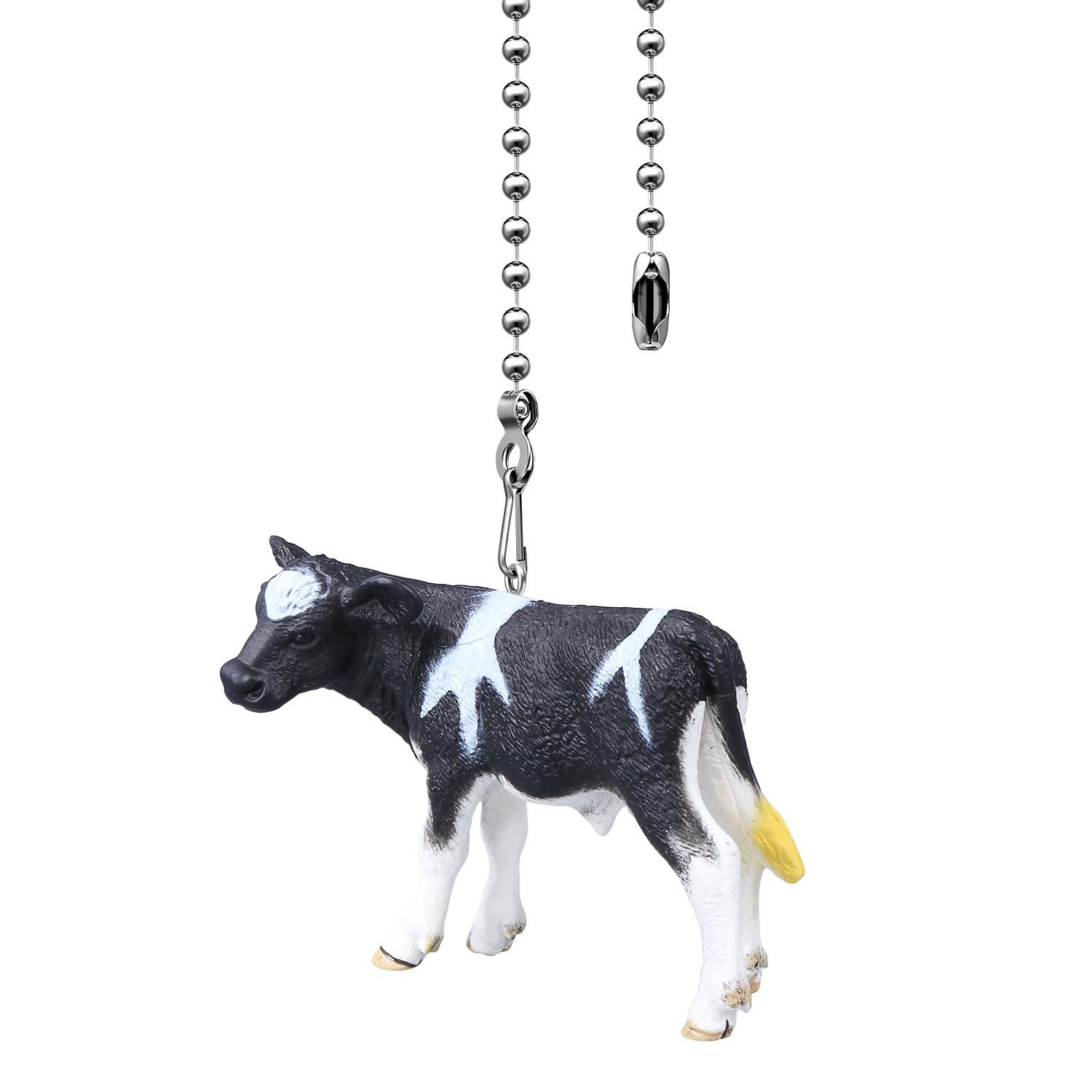 Cow Ceiling Fan Pull Chain, 14in Farm Animal String Pulls Charm Extension Decorative, 3mm Beaded Lamp Chains Extender Ornaments with Connector for Kids Room
