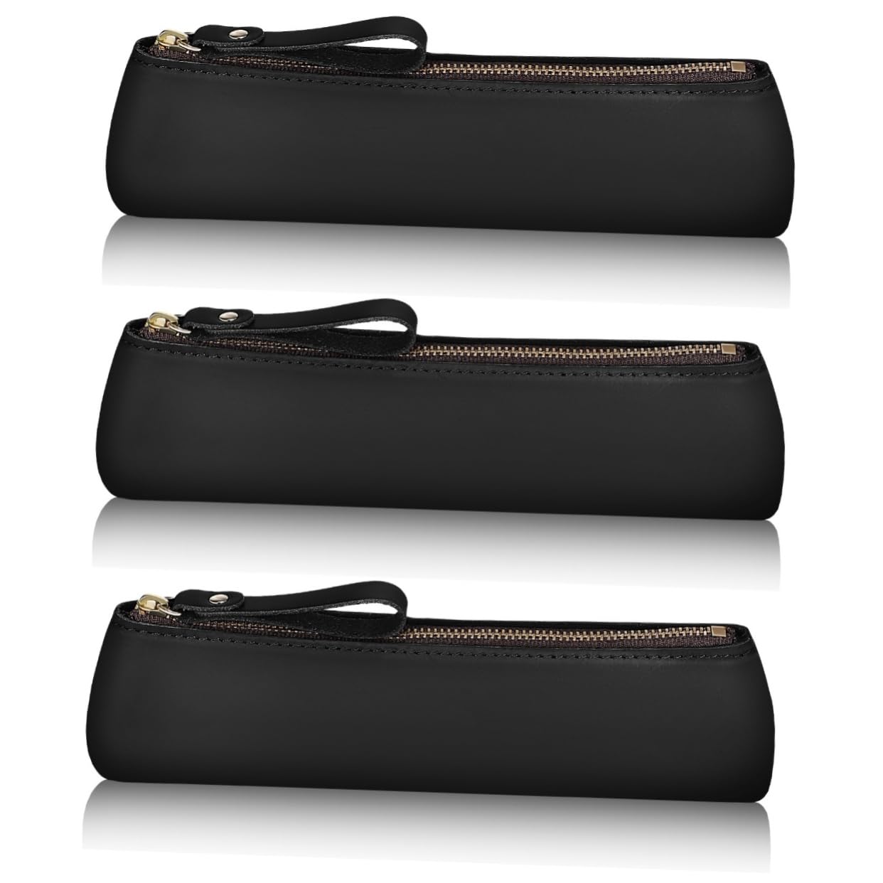 SHINEOFI 3pezzi Astuccio Pelle Artigianale Per Penne e Matite Astuccio Slim Piccolo Per Cancelleria e Accessori Da Viaggio Organizer Elegante e Multifunzionale