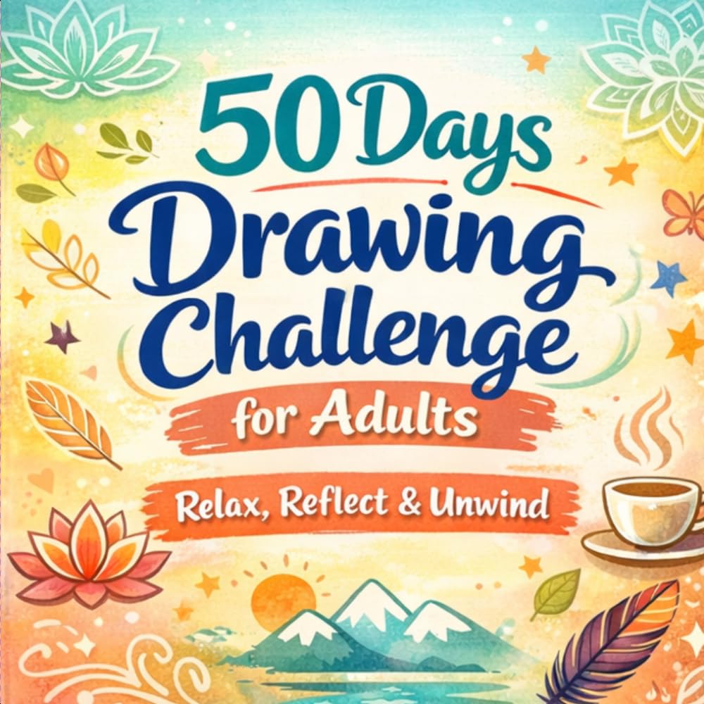50 Days Drawing Challenge for Adults: A Mindfulness and Creativity Journal for Relaxation, Stress Relief, and Self-Discovery