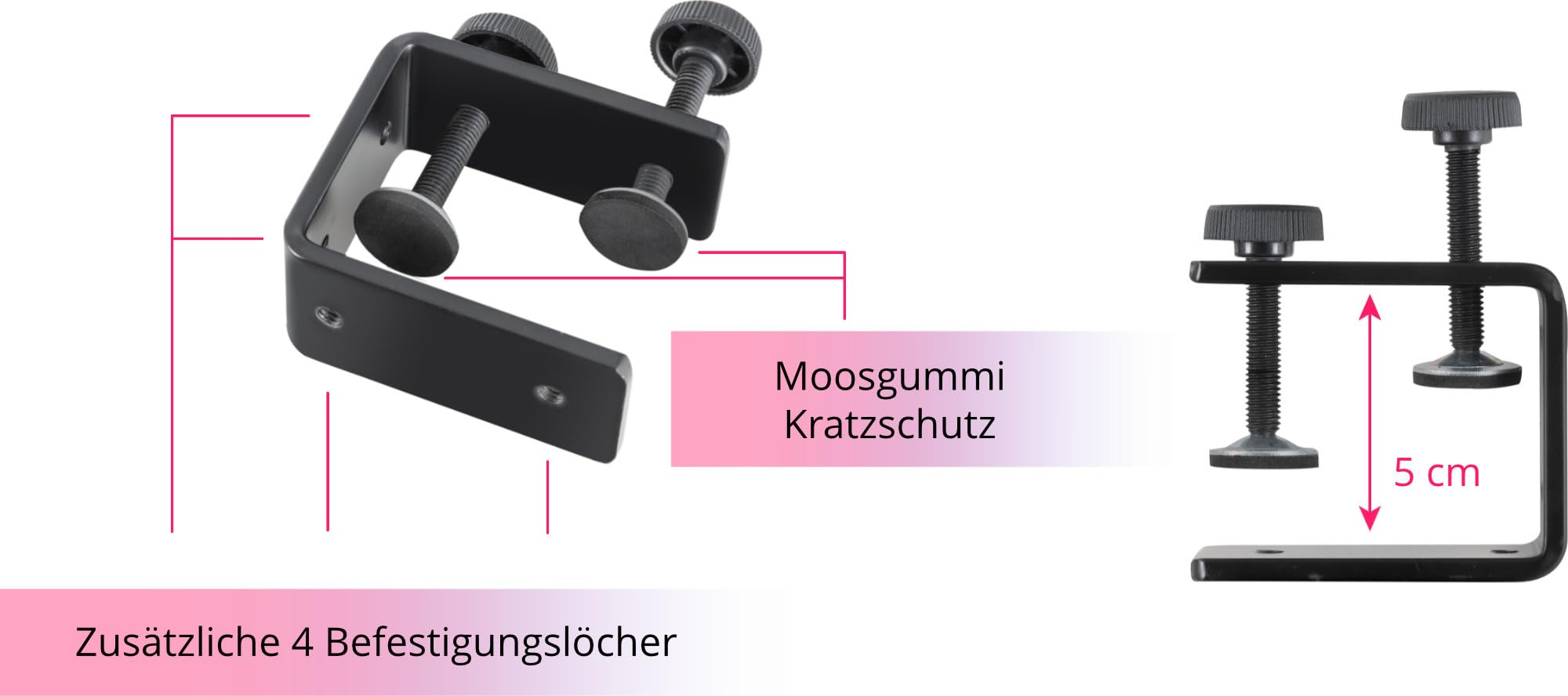 Pronomic LS-110 Supporto Laptop DJ Notebook Stand (Regolabile in Altezza, incl. morsetti di fissaggio, ideale per DJ e musicisti, materiale: acciaio) Nero