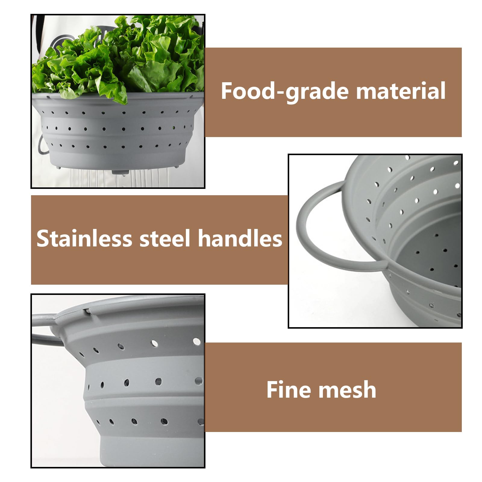 Passoire Pliable Silicone Passoire De Cuisine Pliable Silicone Rétractable Avec Poignées Passoire Cuisine Pliable