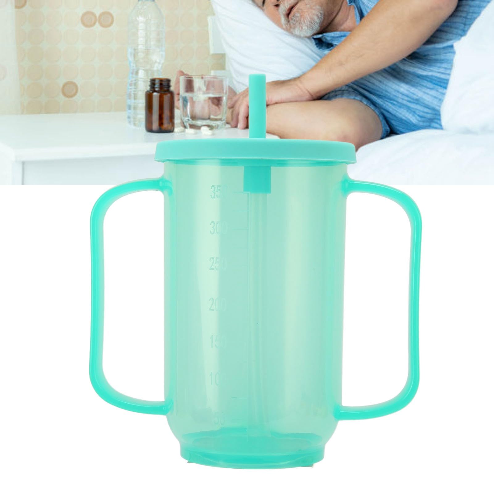 Fockety Adult Sippy Cup, 2 poignées avec paille Tasses en plastique anti-déversement, tasses avec couvercle et paille anti-déversement pour les personnes âgées souffrant de dysphagie
