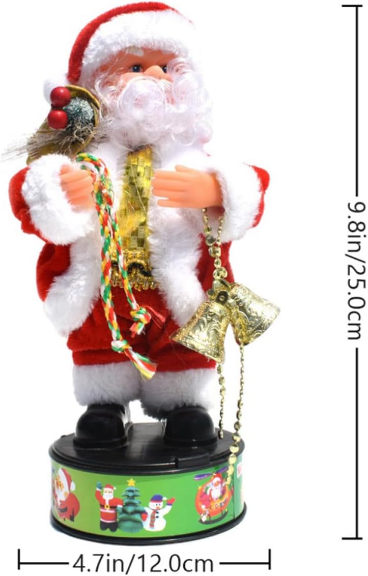 Rotatable Singing and Dancing Santa Claus Doll with Small Bells PVC and Cloth Christmas Home Decor Collectible Figurine