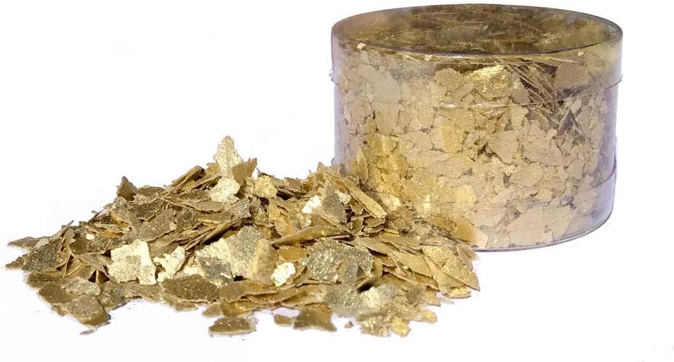Crystal Candy Edible Flakes – 7g Edible Flakes for Cakes, Desserts, Food – Food-Grade Foil Flakes for Decorating Cakes, Cookies, Candies – Sequin Effect – Intense Color and Shine – Inca Gold