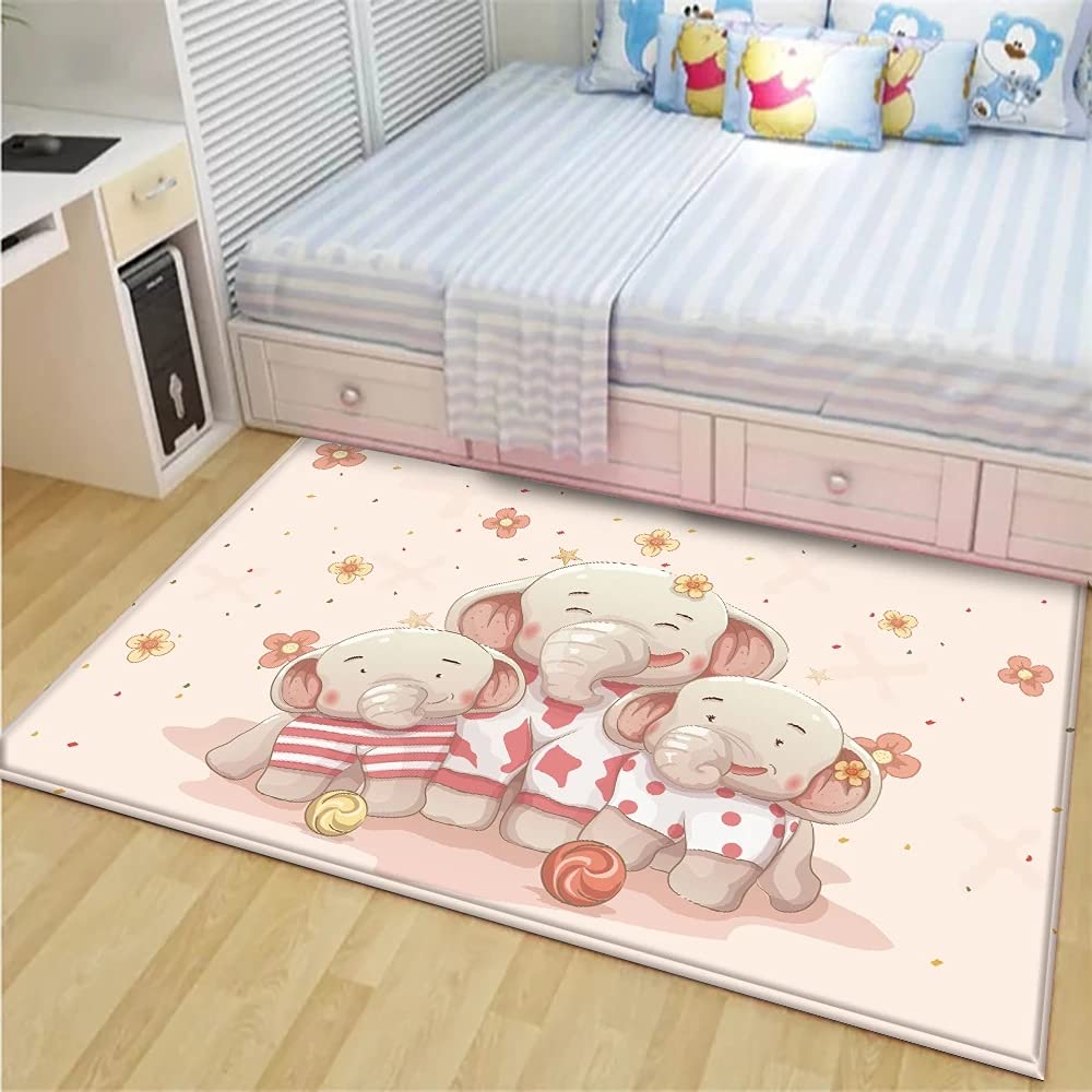 Tapis de Chambre d'enfant Marelle Éléphant Mignon de Bande dessinée, Chambre, Salle de Jeux, Jeux familiaux.-60x180cm