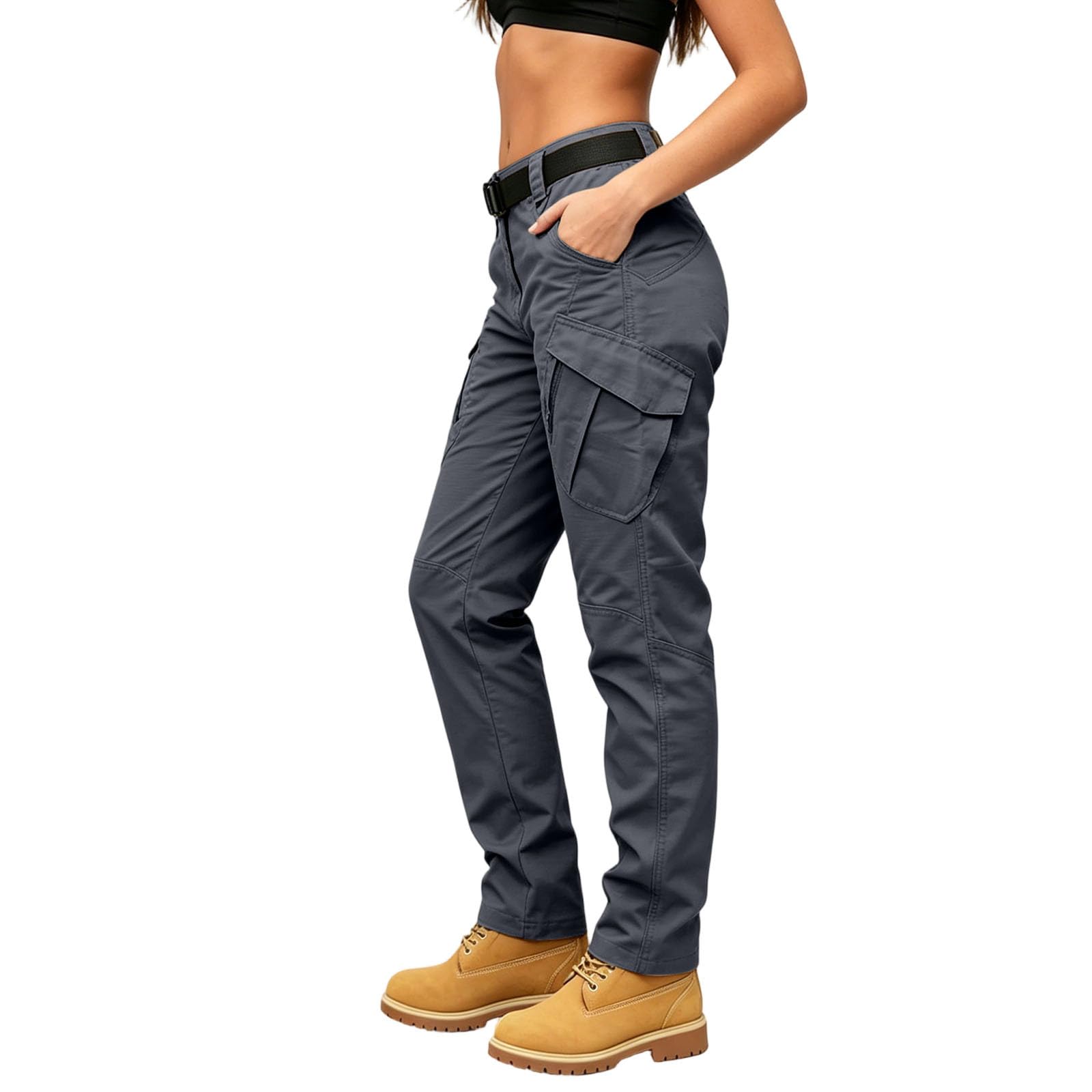 Cargohose Damen Wanderhose Wasserdicht Trekkinghose Große Größen Cargo Hose High Waist Outdoorhose Sport Cargohosen Winddicht Funktionshose mit 8 Taschen Outdoor Hosen Wandern Softshellhose L-5XL