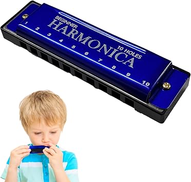 Blue Harmonica 10-Hole, 20-Tone Harmonicas for adults- Mouth Organ Key of C Diatonic, Perfect Music Gift for Beginners Gifts & Music Lovers