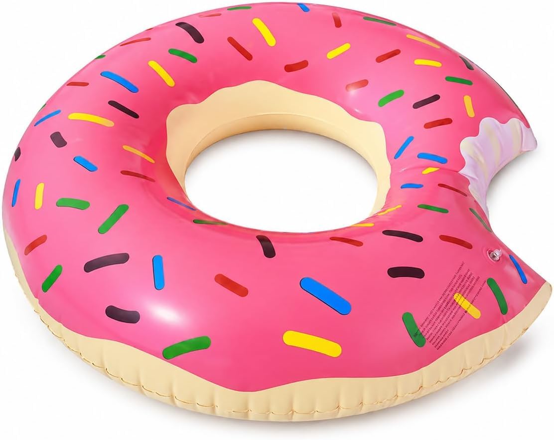 Indigo® Inflatable Donut Swim Ring – Pool Float for Adults & Kids, Sprinkle Doughnut Design Water Ring for Beach, Pool & Garden Use, Summer Inflatable Tube (3, Pink, 90cm)