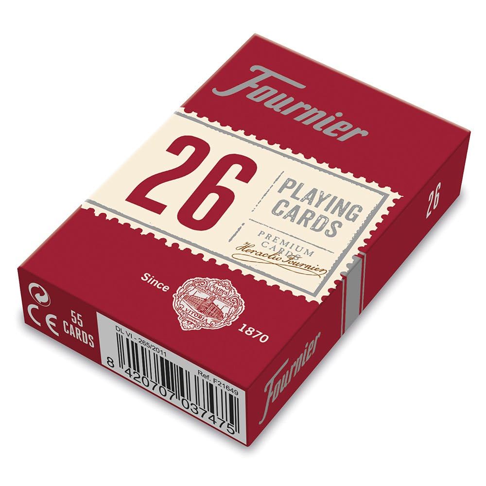 Fournier Bridge 26 - 54 Classic Playing Cards - 1 Deck - Red - 6 x 9 inches - All Ages - 1 to 6 Players - Card Game