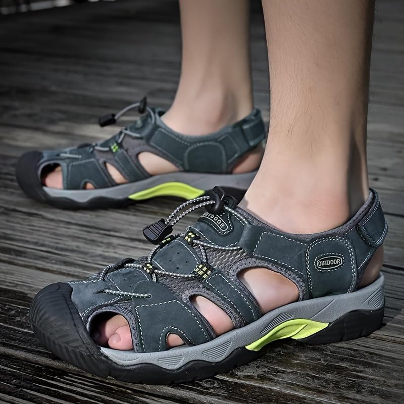 Men's sandals - Lightweight, breathable and comfortable round-toe design, with rubber soles, suitable for beach and outdoor casual wear.4