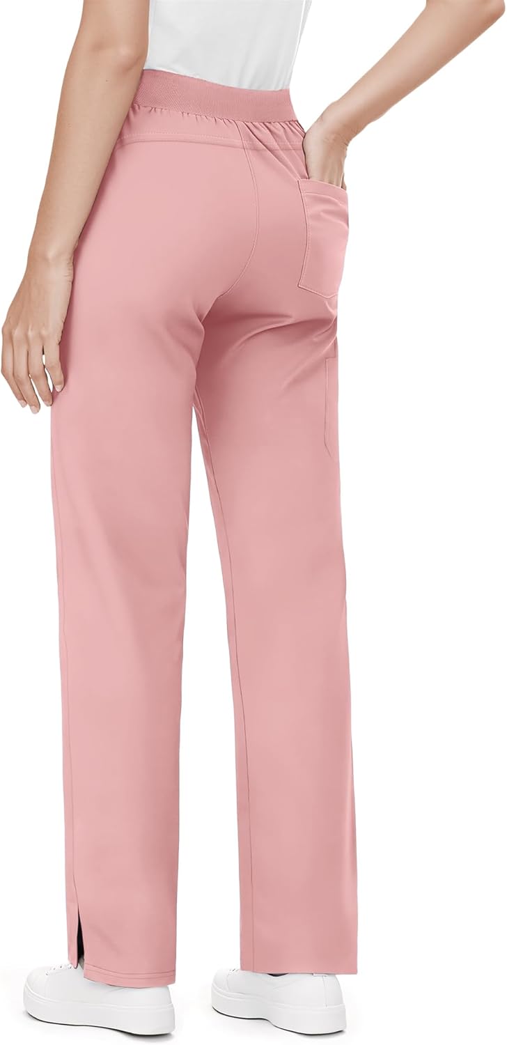 Scrub Pants for Women - Straight Leg Medical Scrub Pants with 6 Pockets - Drawstring Soft Stretch Women Scrub Pant - Image 8