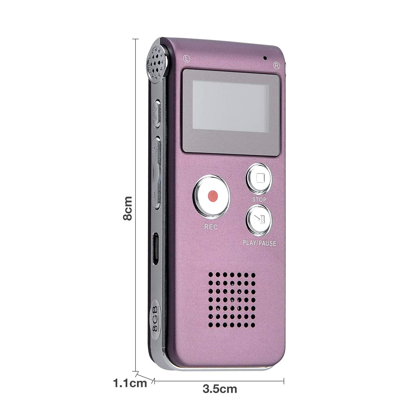 Lychee 8GB LCD Bildschirm Digitales Diktiergerät Aufnahmegerät Sprachaufnahme Audiorekorder Voice Recorder für Studium Konferenzen und Interviews MP3 Player (Weinrot)