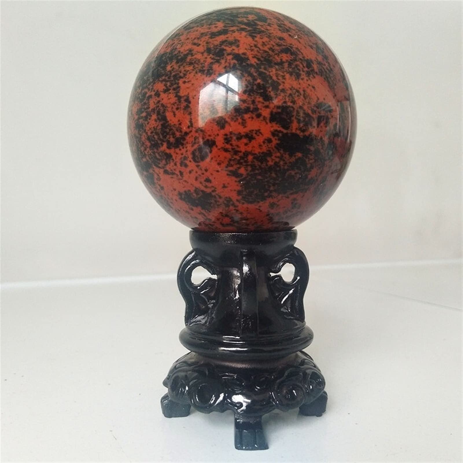 bola de cristal (en la magia occidental) 100% piedra natural rojo obsidiana bola de cristal decoración del hogar astrologer energía bola chakra feng satry ball bola de cristal(Ball,Diameter 80mm)