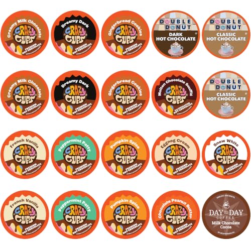 Perfect Samplers Hot Chocolate Pods Variety Pack Sampler, Hot Cocoa Single Serve Cups for Keurig K Cup Brewers, 20 Count