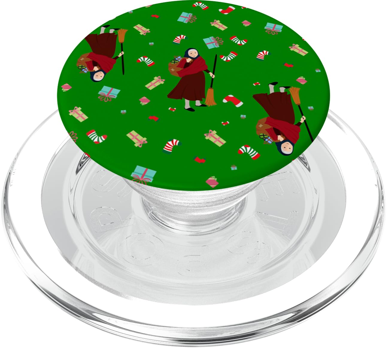 ugly christmas witch befana green spookmas gothmas gothic PopSockets PopGrip for MagSafe, Clear