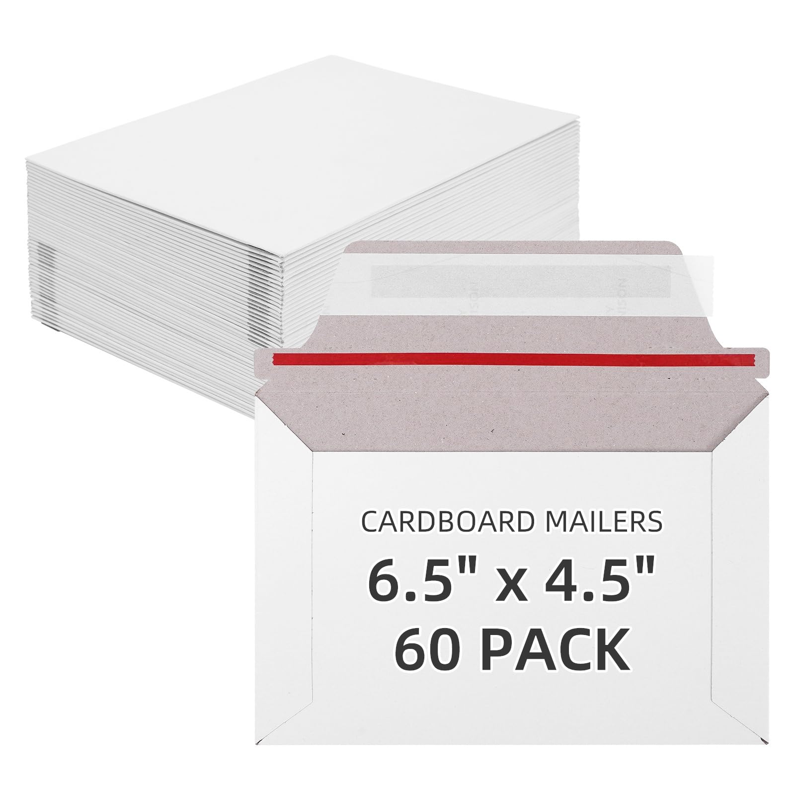 TFONSIGI 60 Pack 6.5" x 4.5" Self Seal Envelopes Photo Document Mailers, Stay Flat Rigid Mailers for 4x6 Cards, CD, Invitation, Postcard, Comic Book,