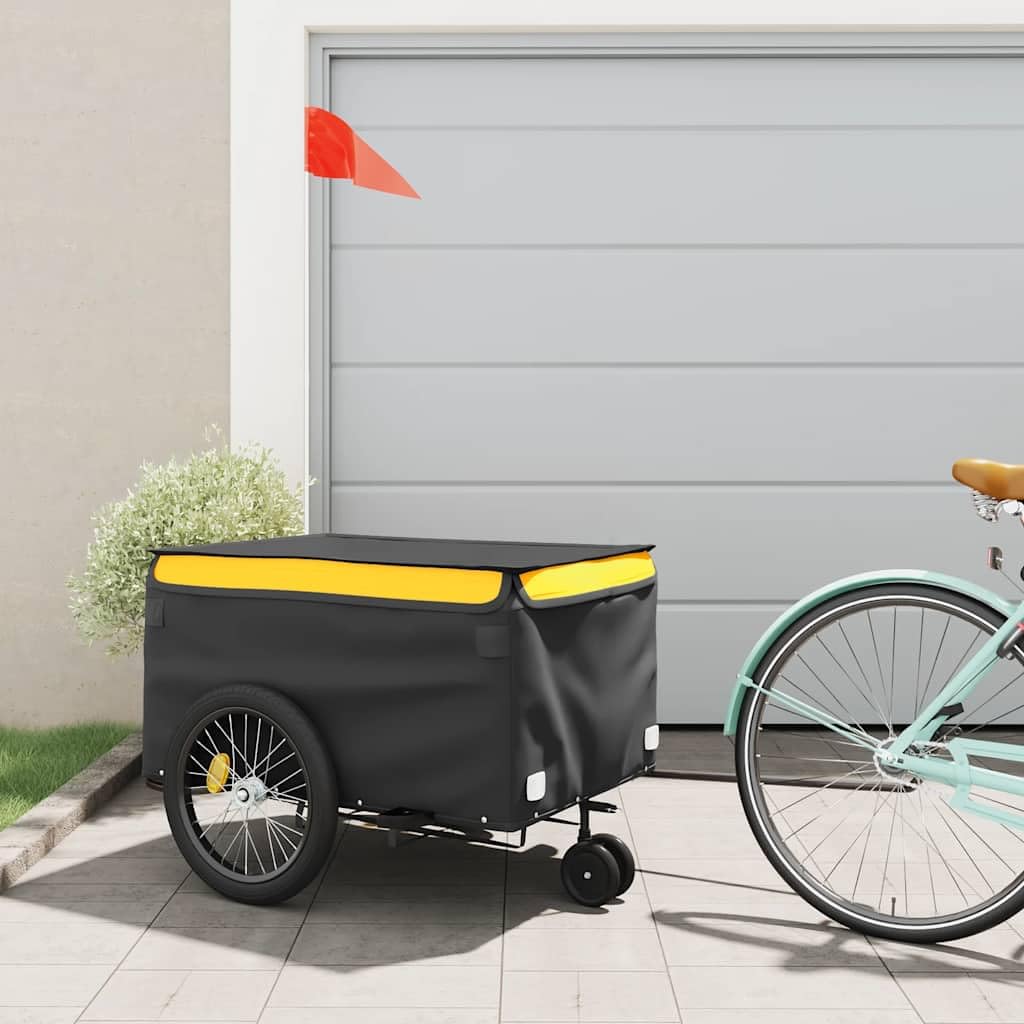 Remolque para Bicicletas, Carrito para, Hierro Resistente, Carrito de Carga para Bicicletas para Equipaje, Mercancías y Herramientas, Incluye Bandera de Seguridad