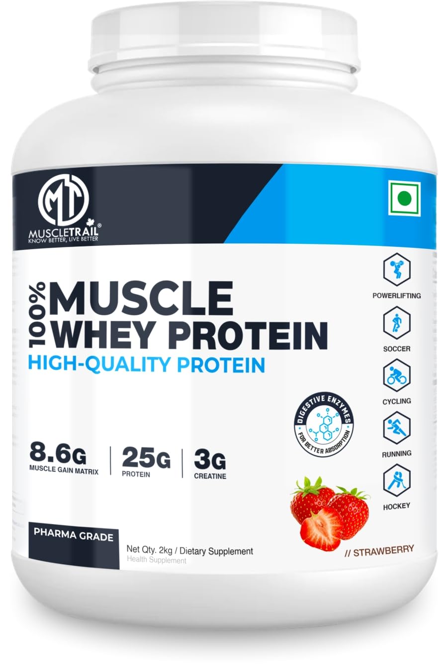 Muscle Trail 100% Whey Protein Powder | Protein for Muscle Gain | 25g Protein, 3g Creatine, 8.6g Muscle Gain Matrix | With Digestive Enzymes | For Athletes & Fitness Enthusiasts 2KG (Chocolate) — Amazon image 13