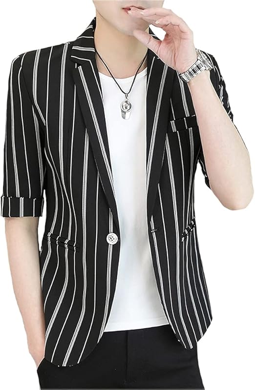 Amazon Manmaster マンマスター 七分袖 テーラードジャケット ストライプ柄 ライトアウター ステージ衣装 メンズcxh676 コート ジャケット 通販