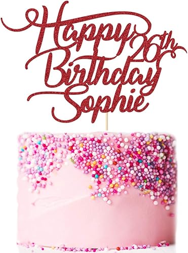 EDSG Decoración de pastel de cumpleaños personalizada con cualquier nombre, edad, decoración de pastel de fiesta de 16 18 21 30 40 tarjeta de