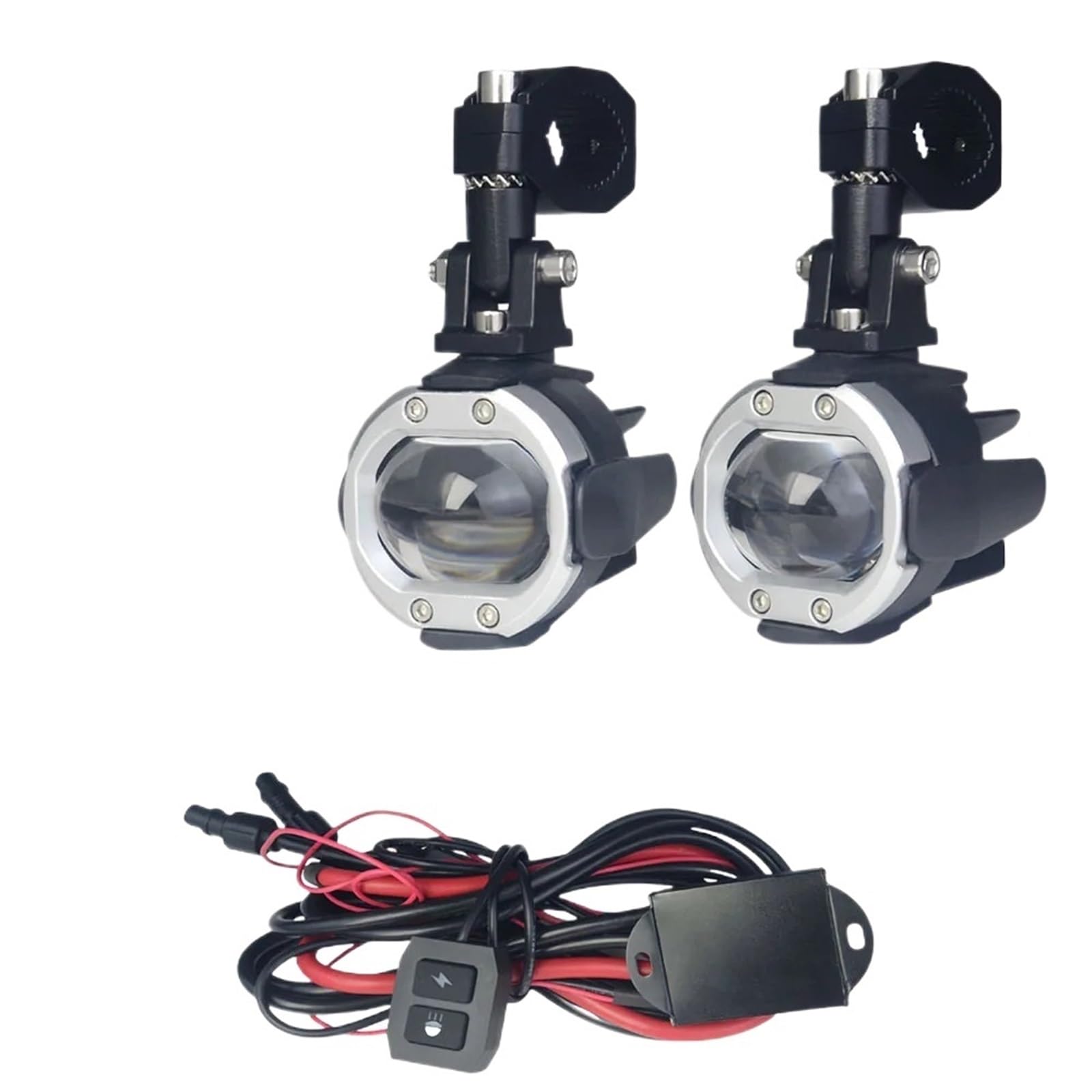 1 zestaw 100W motocyklowe światło przeciwmgielne Led pomocnicze światło drogowe reflektor reflektor dwukolorowy flasher farol Moto lampa przeciwmgielna z przełącznikiem