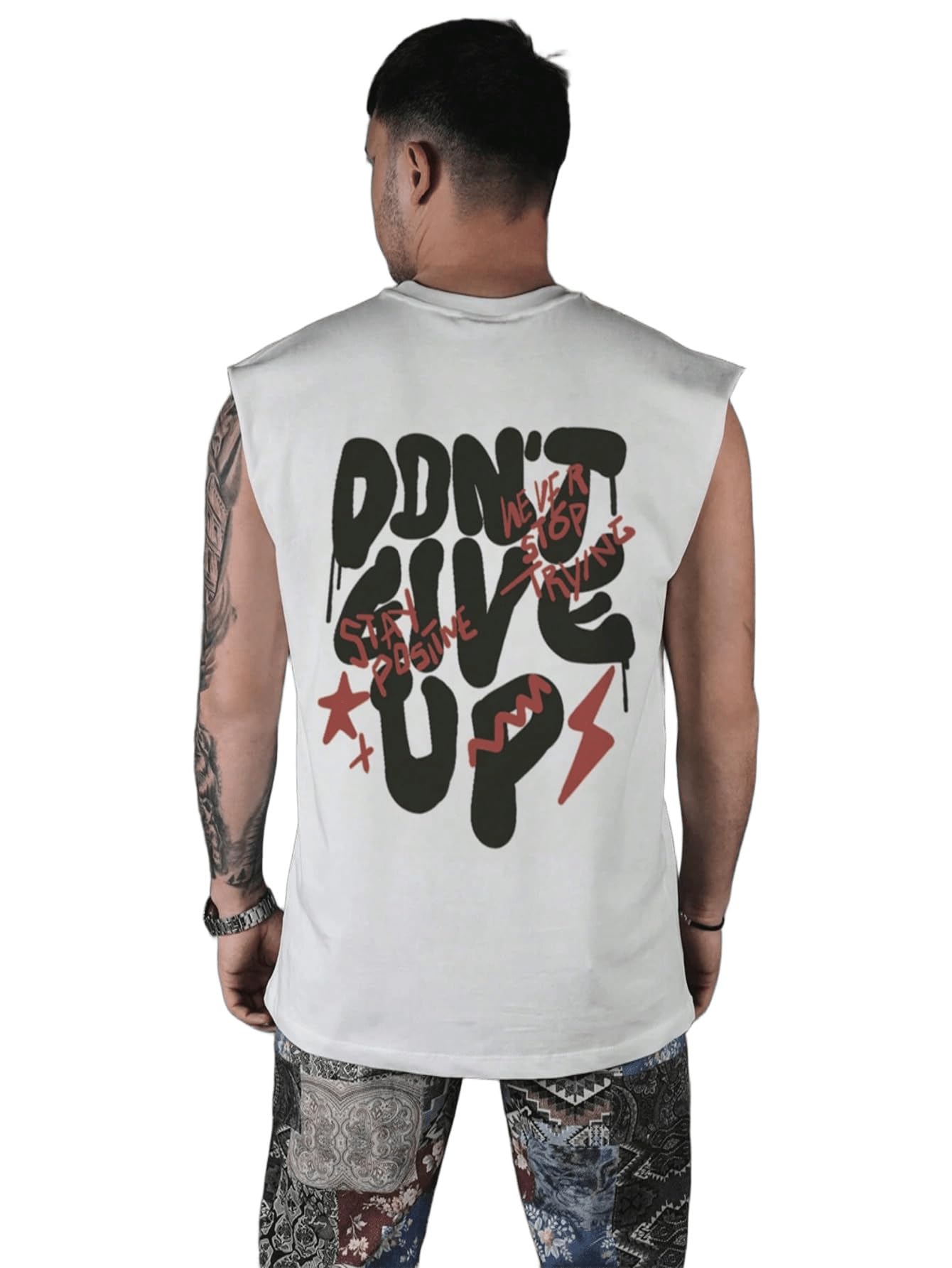 sxv style Men's Sleeveless Tank Top with Dont GIVE UPPP Mens Text Printed-picture-46