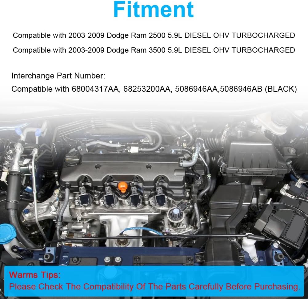 JDMON Transmission Oil Cooler Replacement for 2003-2009 Dodge Ram 2500, 3500 5.9L Compatible with 5086946AA,5086946AB, 68004317AA (BLACK)
