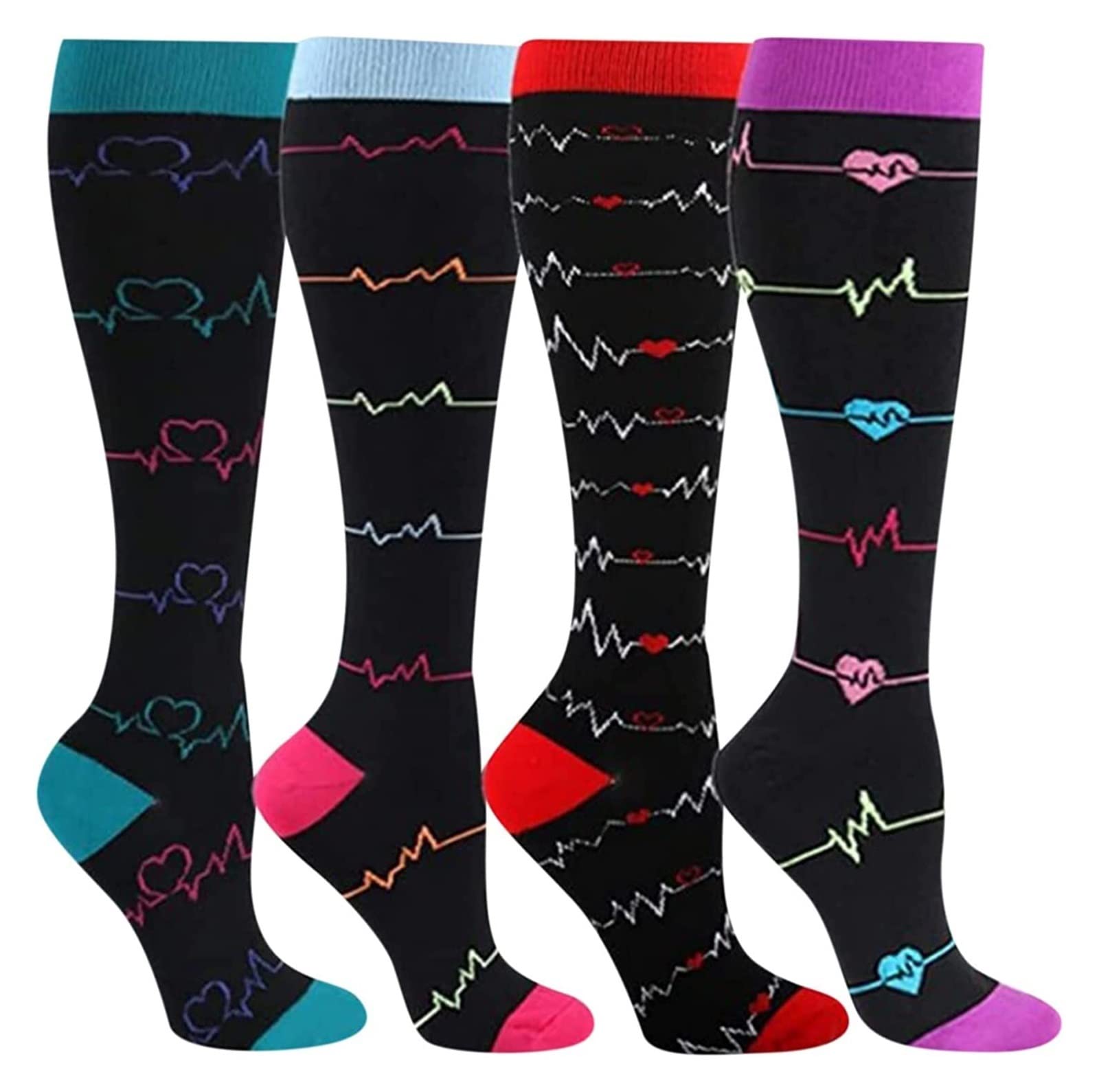 Wintersocken Bettsocken 4 Paar Kompressionssocken Für Damen, 15–20 MmHg, Laufen, Radfahren, Durchblutung Warme Flauschige Socken(S/M)