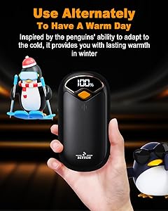 Hand Warmers Rechargeable - Electric Hand Warmer Rechargeable 2 Pack, LED Digital Display, 4 Heat Levels Reusable, USB, Magnetic Portable Handwarmers for Golf/Camping/Hunting, Gift for Women, Men