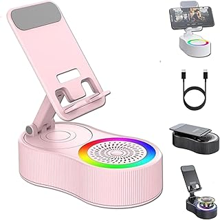 Base Sonicdrop, Altavoz Mágico Sin Emparejamiento Y Base De Carga, Soporte para Base Sonicdrop, Sonido De Golpear para Reproducir, Rotación De 360 Grados Y Luz De 7 Colores (Pink)