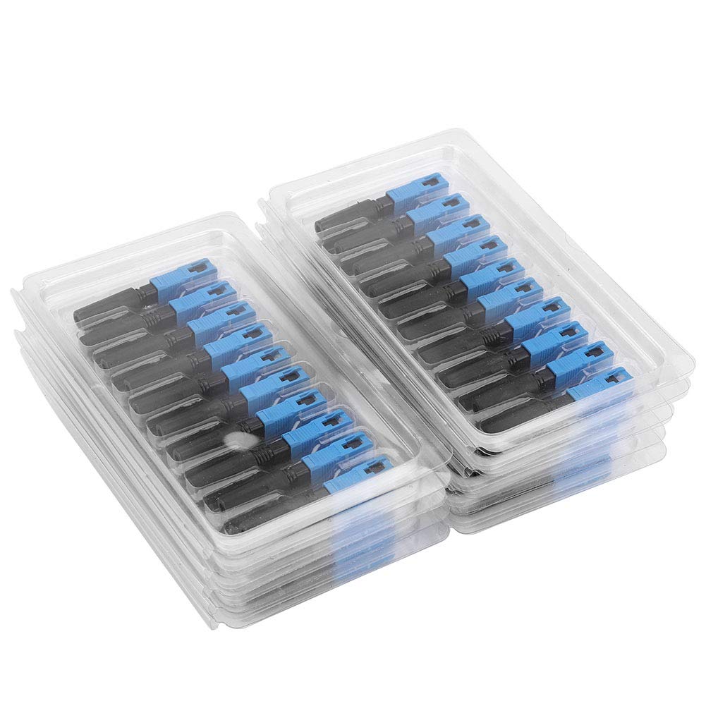 Jeanoko 100Pcs Connecteur de Fibre Optique intégré SC Adaptateur de Connexion de connecteur Rapide Rapide à Froid pour FTTH