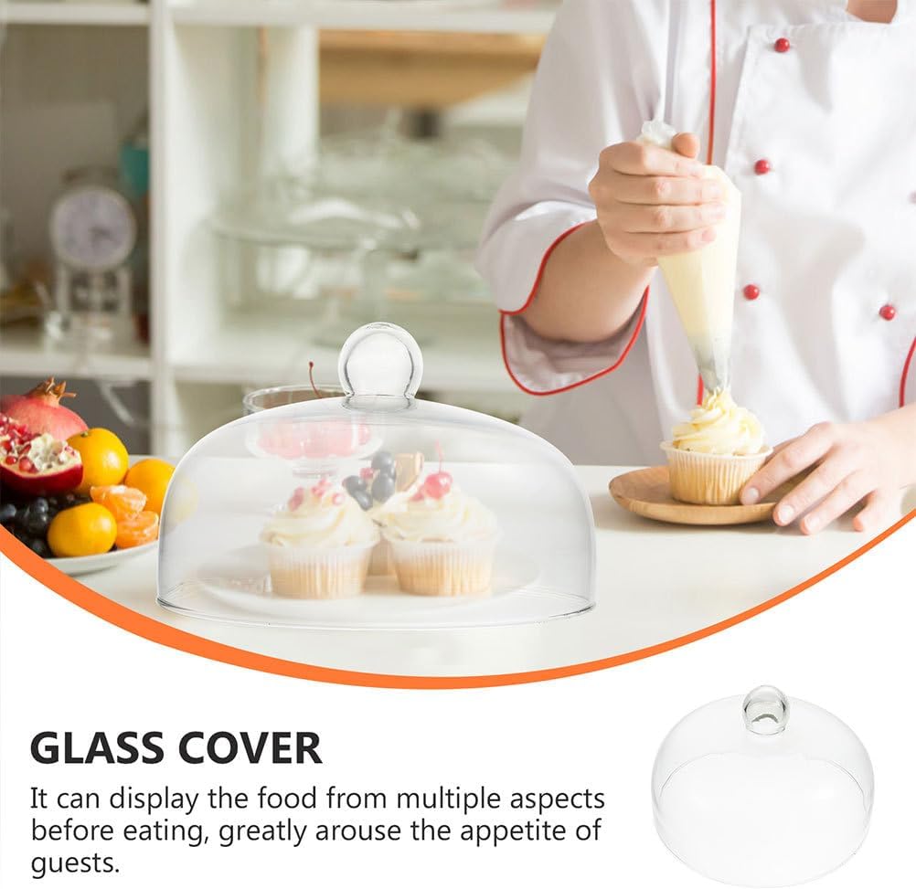 Small Clear Glass Cake Dome with Protective Cover Versatile Dessert Dome for Cakes Cookies and Snacks for Parties Dinners and Buffets Easy to Clean and Reusable Kitchen Accessory (16 cm)