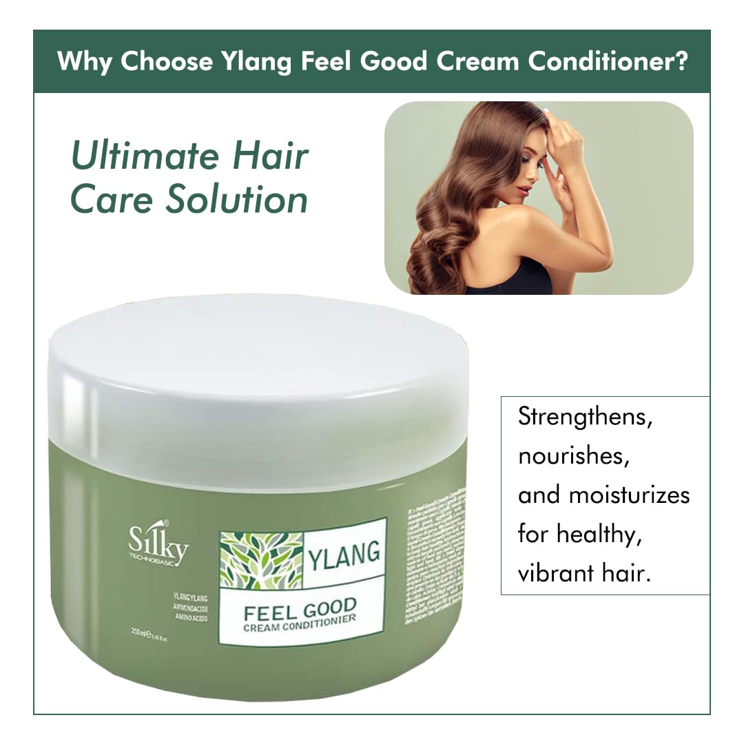 Ylang Rinse Out Cream Conditioner - Deep Conditioner for Dry Damaged Hair Infused with Essential Oil for Moisture and Health - Sulphate and Paraben Free Conditioner 250ml