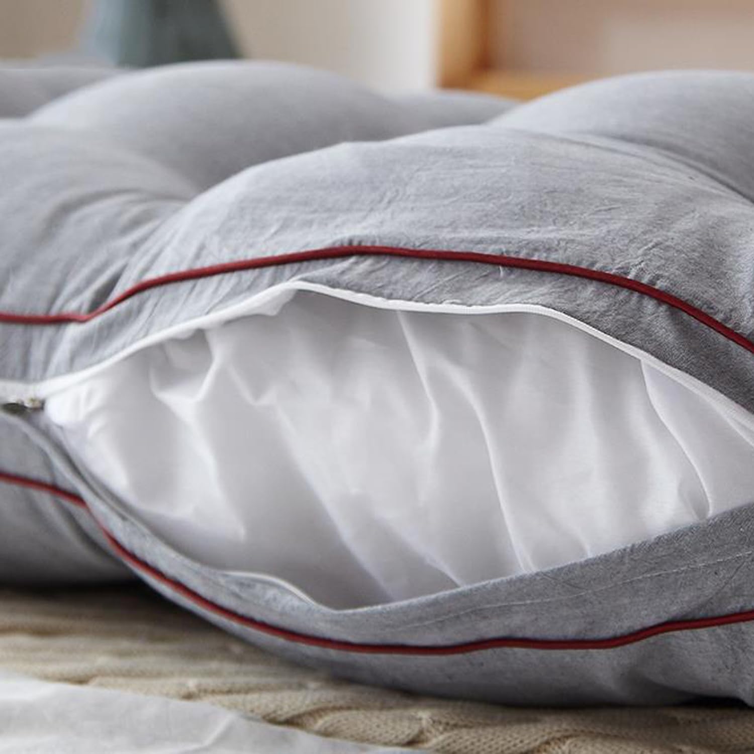 Almohada de respaldo suave para cama y sofá, almohada de apoyo para posición, almohada de cabecero, múltiples (148 x 48 x 15 cm, gris) - Comodidad y estilo