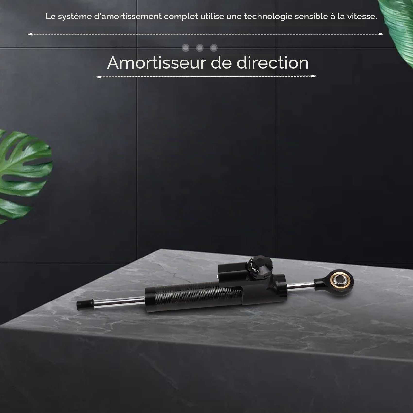 Stabilisateur universel de direction pour moto, amortisseur linéaire inversé, contrôle sécurisé CNC pour MT09 MT07 YZF R1 R6 Noir, 500082134A3