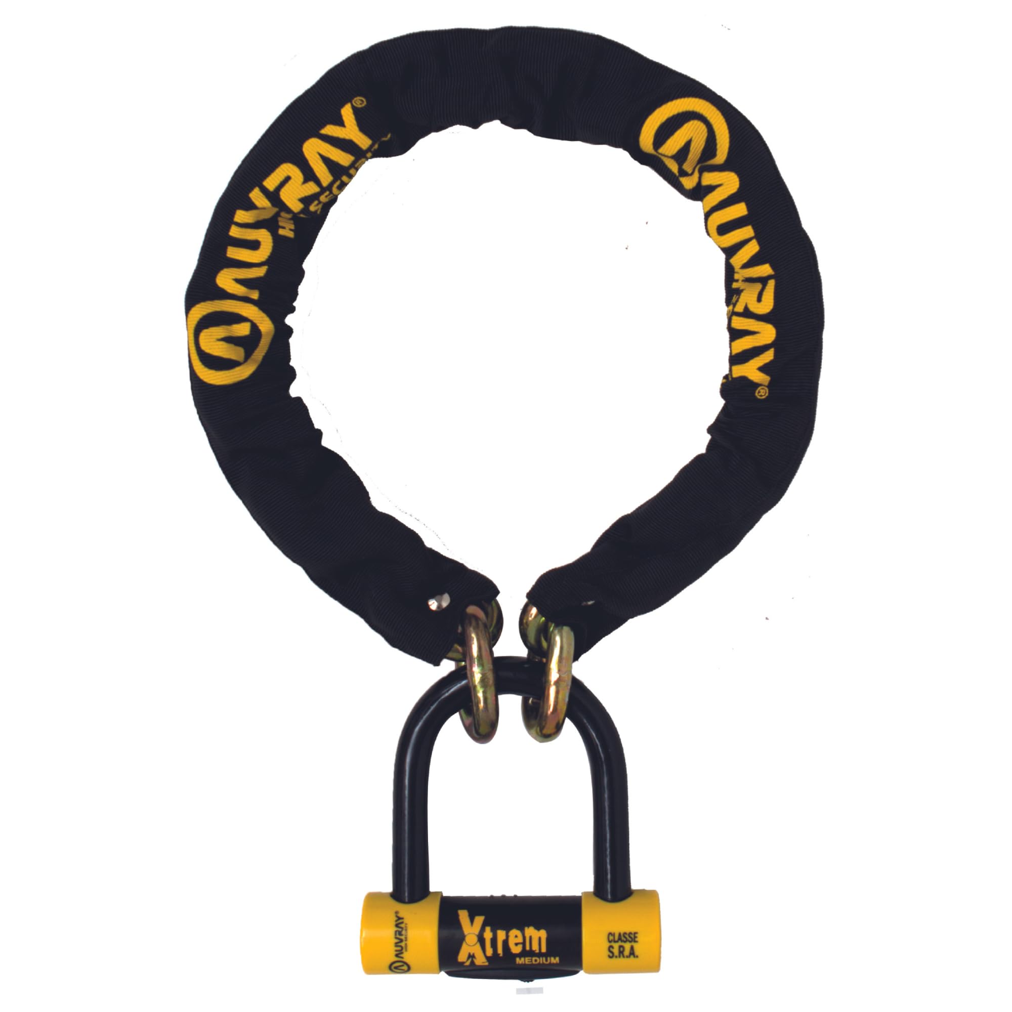 AUVRAY Chaîne et Bloque-Disque Moto U XTREM homologué SRA – Anse Acier Trempé 18 mm – Double Verrouillage Sécurisé – 3 Clés – Haute Sécurité 110 x 310 mm