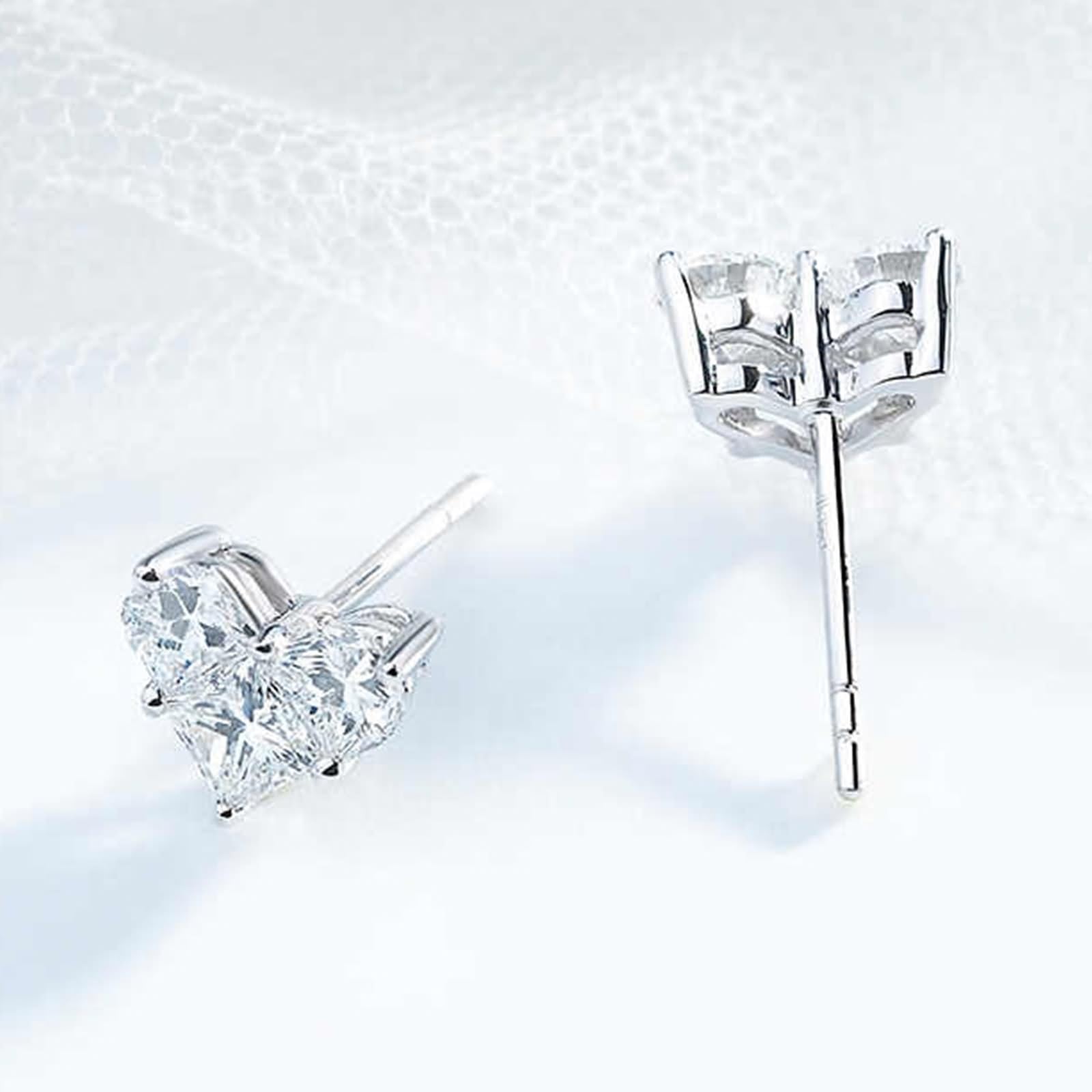 Earrings damskie kolczyki w stylu vintage, serce ze szlifem księżniczki, wykonane diamenty, białe złoto